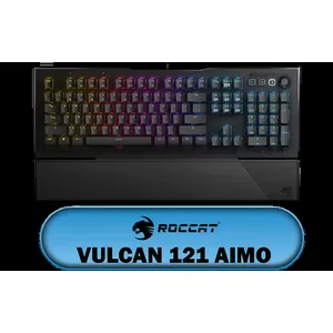 ROCCAT Vulcan 121 AIMO Linear Mechanical Titan Switch Full-size PC Gaming Keyboard with Per-key AIMO RGB Lighting, Anodized Aluminum Top Plate and Detachable Palm Rest – Black