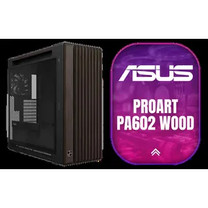ASUS ProArt PA602 E-ATX Mid-Tower Wood PC Case - Black / Supports up to E-ATX Motherboards / 440mm GPU Support 420mm AIO Radiator Ample / FSC Certified Natural Wood Sustainable / High-Porosity Front Grill Superior Airflow / Tempered Glass Side Panel Aesthetics / 2x 200mm Fans Included & 1x 140mm Fan Included