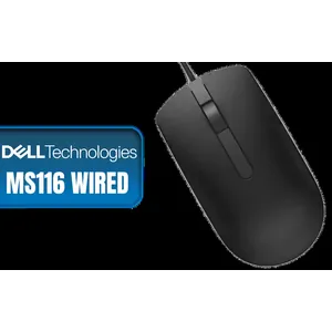 Dell MS116 Scroll Wheel PC Mouse for PC/Mac 2-Way - Black / MS116-BK