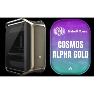 COOLER MASTER COSMOS ALPHA Gold Full Tower Case / FreeForm 2.0 Modular Design / Supports E-ATX & EEB Motherboards / GPU Support Up to 400mm / PSU Support Up to 240mm / Tool-Free Bays for Up to 7 Drives / Premium Halo-Series Chassis / 3x Fans Pre-Installed / 24K Gold-Plated Logo