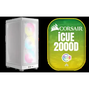 Corsair iCUE 2000D RGB Airflow Mini-ITX PC Case - Mini-ITX Form-Factor - Steel Mesh Panels - Three-Slot GPU Support - 3X AF120 RGB Slim Fans Included - iCUE Lighting Node CORE Controller - White
