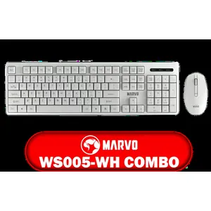 MARVO WS005-WH Wireless Mouse & Keyboard Combo / Supports up to 1600 DPI / Anti-Sweating Design / Membrane Switch / Batteries not Included