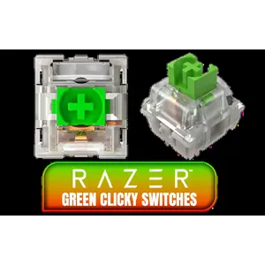 Razer Mechanical Switches Replacement Pack for Gaming Keyboard: Gen-3 Green Clicky Switches - 1.9mm Actuation Point at 50g - Transparent Housing - 3 Pin - Box-Style Cross Stem - 36 pcs