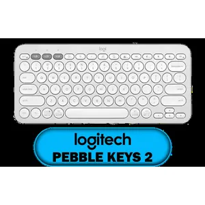 Logitech Pebble Keys 2 K380s Keyboard - Tonal White / Comfy and quiet keys / Slim and lightweight / Minimalist design / Customizable Fn shortcut keys / Pair up to 3 devices / 920-011852