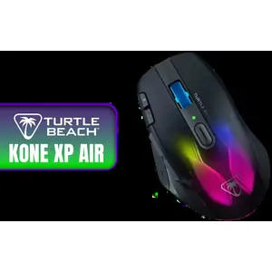 TURTLE BEACH Kone XP Air Wireless Gaming Mouse - Black / Lag-free 2.4GHz wireless and Bluetooth dual connectivity / Up to 100 hours of battery life / Owl-Eye™ 19K dpi optical sensor / 3D RGB AIMO lighting with 5 programable zones / Included RGB Rapid Charge Dock