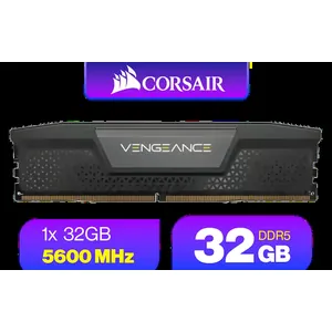 Corsair Vengeance 32GB (1 x 32GB) 5600MHz DDR5 C40 Memory - Black / Dynamic Multi-Zone / Speed Rating PC5-44800 / Voltage 1.1V / Aluminum Heat Spreader / CMK32GX5M1B5600C40