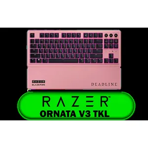 Razer Ornata V3 TKL Gaming Keyboard - BLACKPINK Edition / Razer Snap Tap Faster Key Response / Spill-Resistant Durable Gaming Built / Programmable Keys On-Fly Macros / 1000Hz Ultrapolling Zero Input Lag / Braided Cable Premium Build Quality / Razer Synapse Full Customization Control / Gaming Mode Competitive Edge Ready