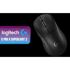 Logitech G Pro X Superlight 2 DEX Wireless Gaming Mouse - Black / HERO 2 Optical Sensor Up to 44K DPI / LIGHTSPEED Wireless Technology / Up to 8 kHz Polling Rate / Ultra-Lightweight ~60 g Design / Up to 95 Hours Battery Life / Zero-Additive PTFE Mouse Feet / Right-Hand Ergonomic Shape / 910-007358