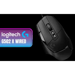 Logitech G502 X Wired Gaming Mouse - LIGHTFORCE hybrid optical-mechanical primary switches, HERO 25K gaming sensor, compatible with PC - macOS/Windows - Black / 910-006139