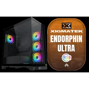 Xigmatek Endorphin Ultra RGB ATX Mid Tower Gaming Case - Black / 5 x Pre Installed ARGB Fans / EN41327