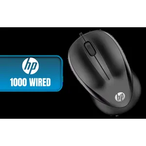 HP 1000 Wired Mouse / 1200 DPI Precision Movement Resolution / Reliable Pressed Button Responsiveness / Smooth Scroll Wheel Navigation / USB Type-A Direct Connection / Classic Black Professional Finish / Lightweight Everyday Computing Essential