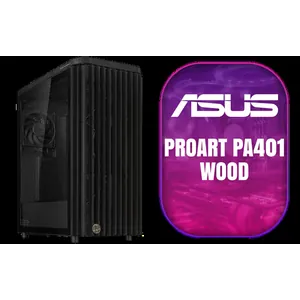 ASUS ProArt PA401 Wood Edition ATX Mid-Tower PC Case – Tempered Glass, FSC-Certified Wooden Front Panel, Dual 160mm Fans, Power & Reset Button Lock, USB-C 20Gbps, Detachable PSU Bracket