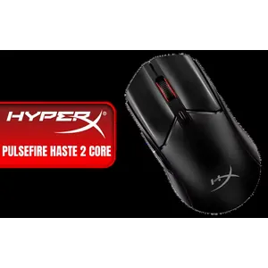 HyperX Pulsefire Haste 2 Core Wireless Gaming Mouse - Black / Dual Wireless (2.4GHz + Bluetooth) / Lightweight 70g Design / Up to 100 Hours Battery Life (AAA Powered) / HyperX Custom Core Sensor up to 12,000 DPI / 1000Hz Polling Rate / TTC Gold Switches (20M Clicks) / 6 Programmable Buttons / Low-Friction Skates / NGENUITY Software Support / NVIDIA Reflex Compatible