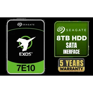 Seagate Exos 7E10 3.5\\\" 8TB Internal Hard Drive / 256MB Cache / 7200R RPM Spindle Speed / Up to 255MB/s Data Transfer / SATA 6Gb/s Interface / Mozaic™ Technology Platform / Enterprise-Class Reliability / Sustainable Materials And PowerBalance™ / Backward-Compatible Infrastructure