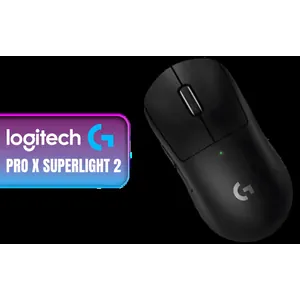 Logitech G PRO X SUPERLIGHT 2 LIGHTSPEED Wireless Gaming Mouse - Black / LIGHTFORCE Hybrid Switches / HERO 2 Sensor / 32,000 DPI / 5 Programmable Buttons / USB-C Charging / PC & Mac / 910-006631